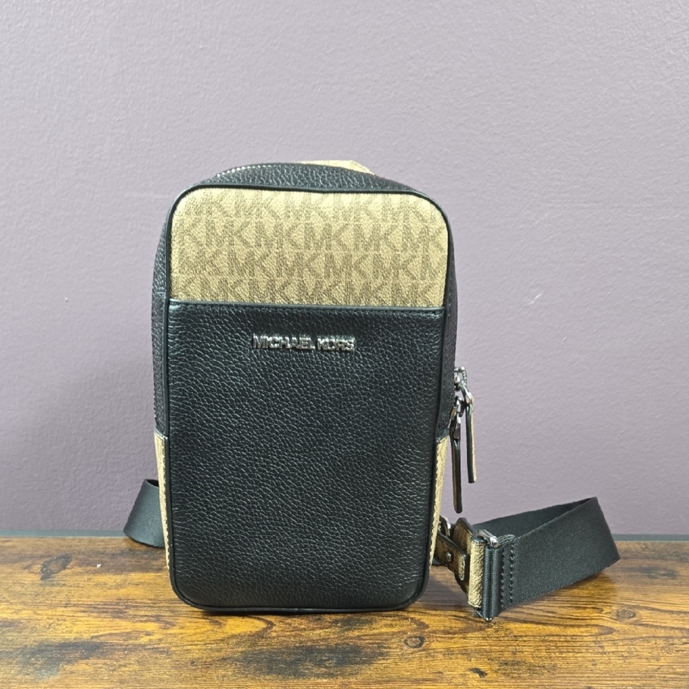 Michael Kors Black and Tan Belt Bag